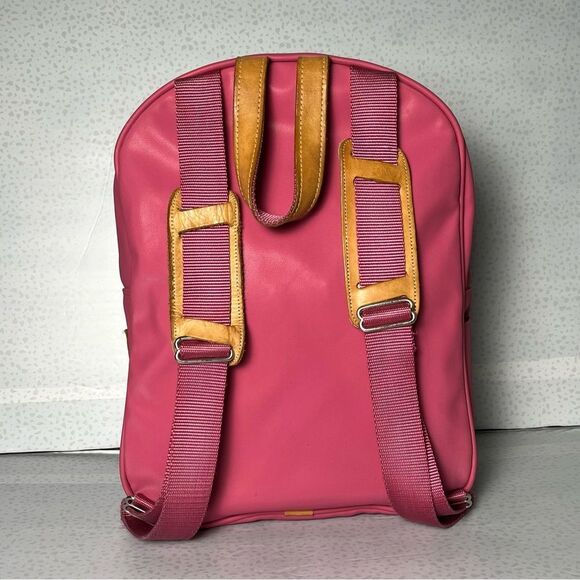 Jon Hart Pink Coated Canvas Genuine Leather Backpack Monogram Initials - Picture 6 of 15